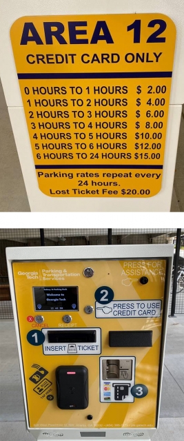 Area 12 Parking Sign with Fee Schedule